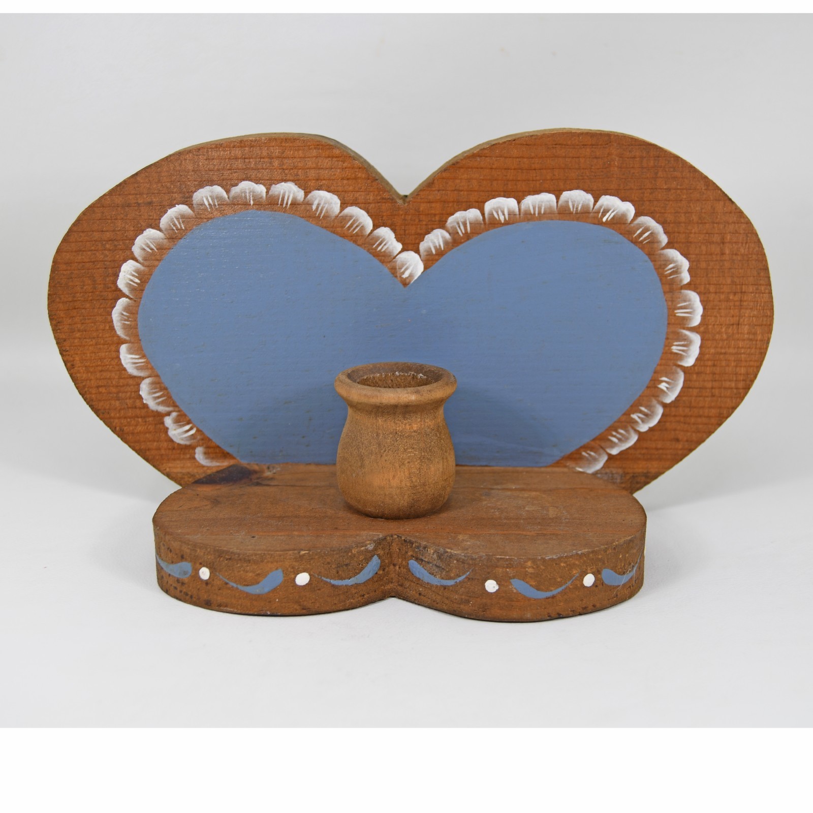 VTG 1980s Painted Heart Wood Wall Shelf Candle Holder Country Granny Core