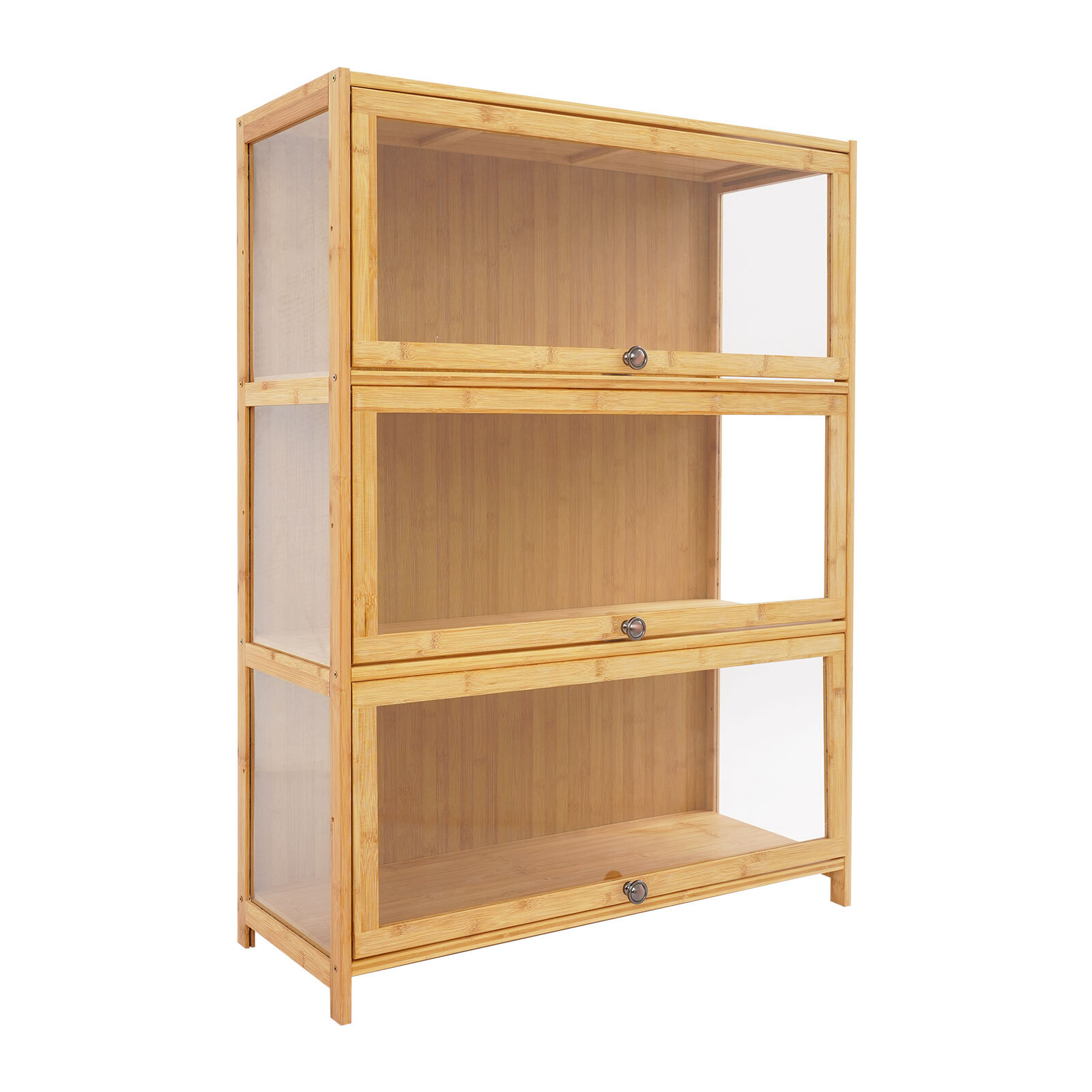 3 Tiers Mode Toys Storage Cabinet Shelf 31.5*12.6*41.7in Log Color Display Case