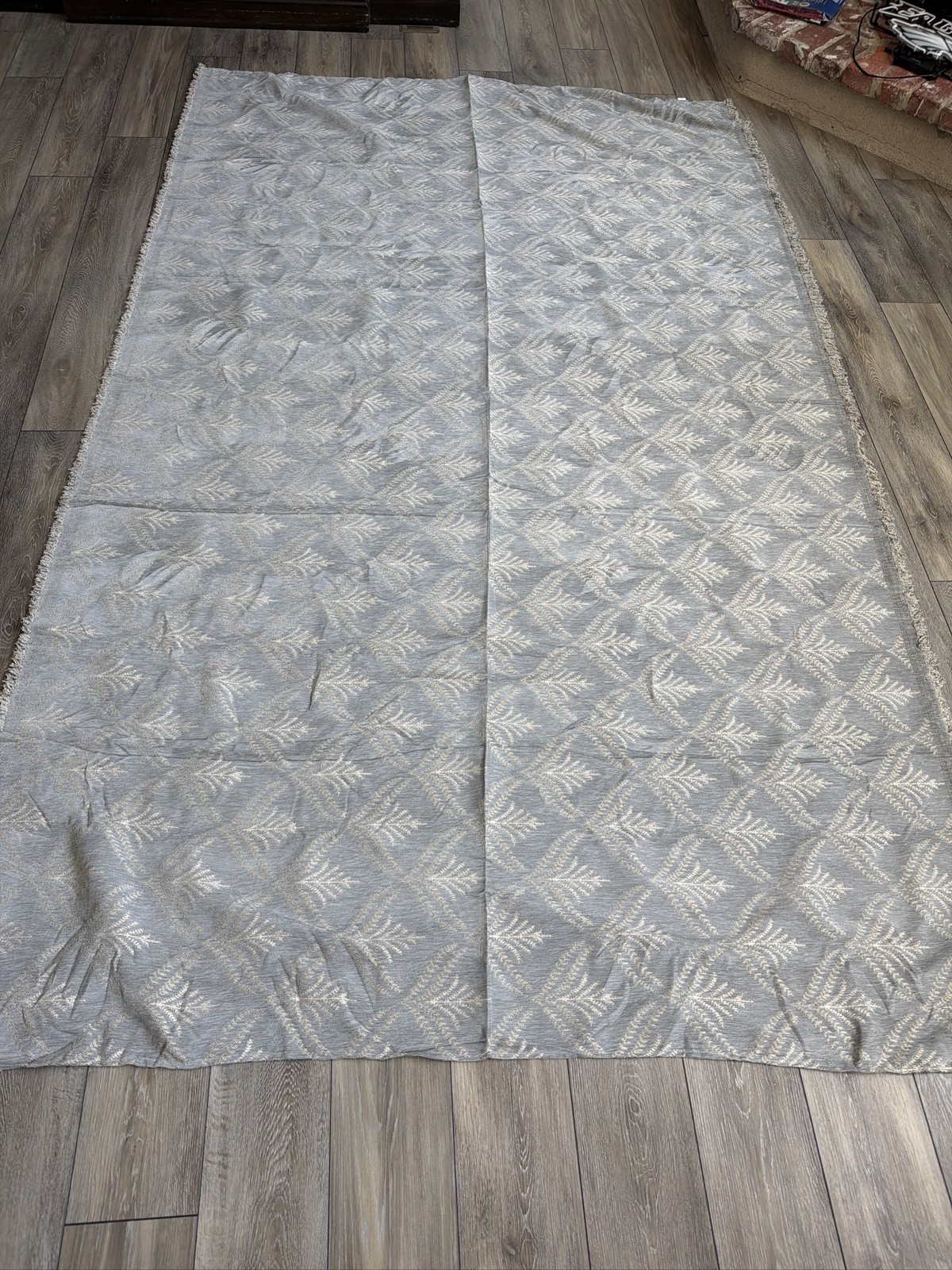 Gray Jacquard Fabric Woven Leaf Pattern Upholstery Home Decor