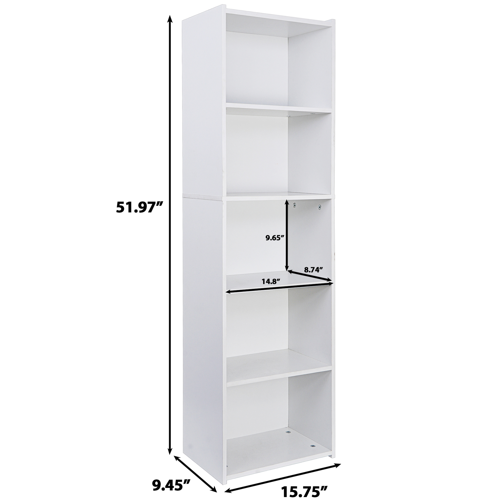 Modern 5-Tier Bookshelf Organizer MDF Storage Bookcase Bookshelf for Home Office