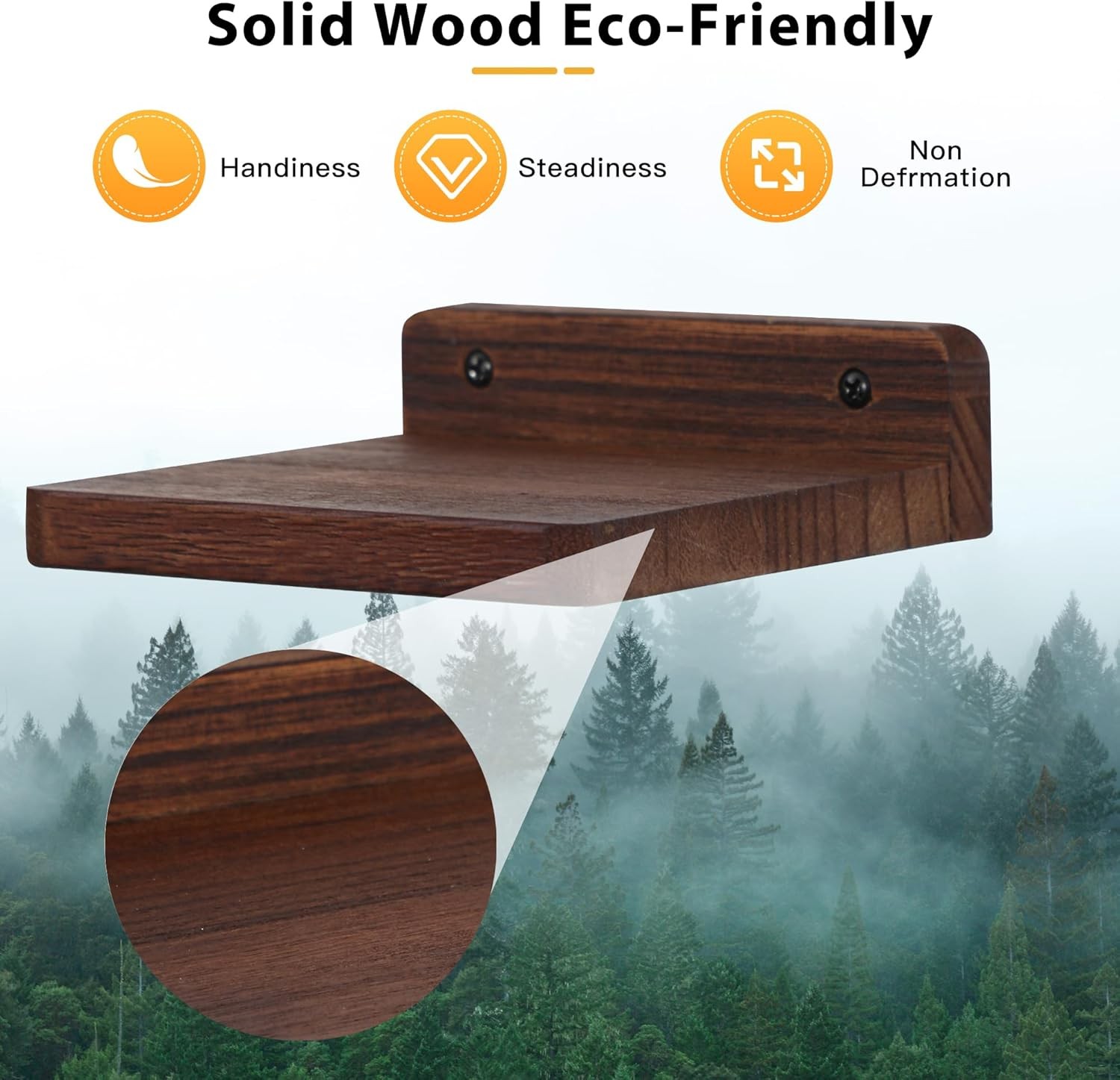 Small Floating Shelf,5×5 Inch Dark Walnut,Set of 3Small Wall Shelves for Bedroom