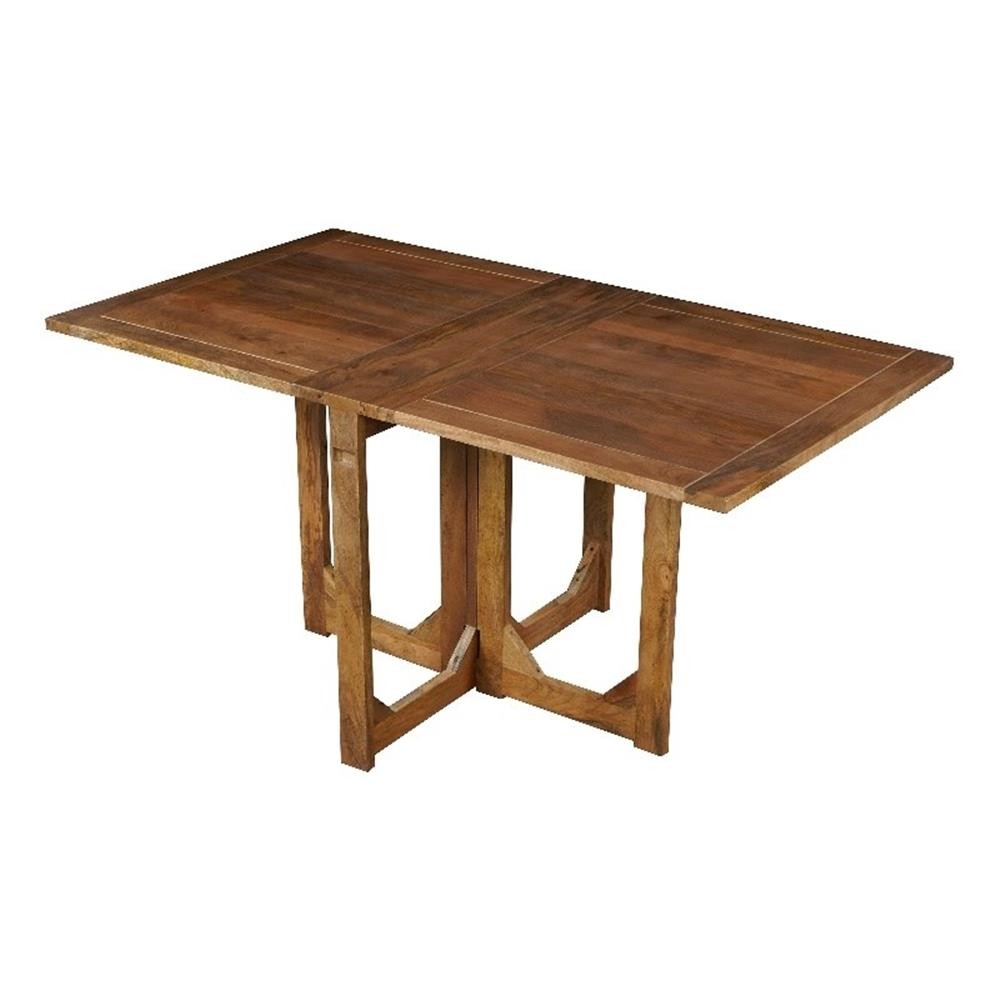 Pemberly Row 62″ Rectangular Mango Wood Dining Table with Folding Top in Brown