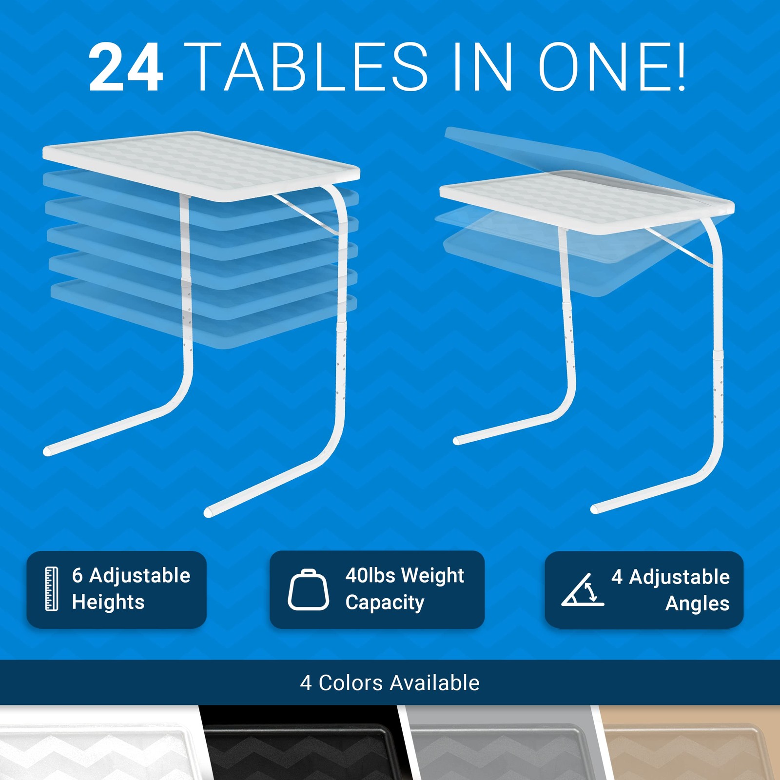 Table-Mate TV Tray Table | Portable Desk Folding 20″D x 25″W x 30″H, Black