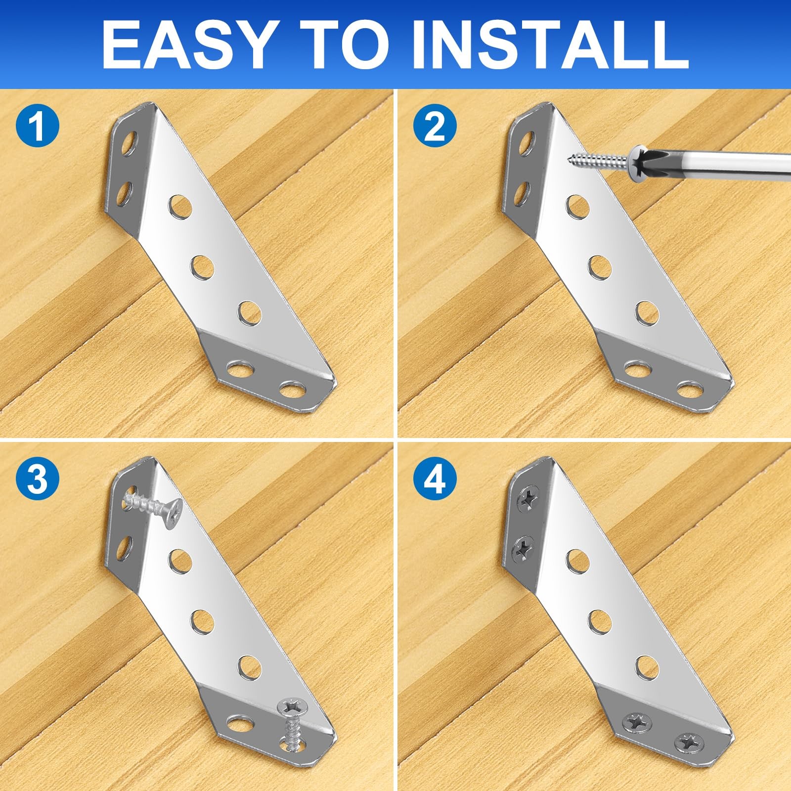 25 PCS Stainless Steel Corner Bracket For Wood Metal Furniture 150 Screws