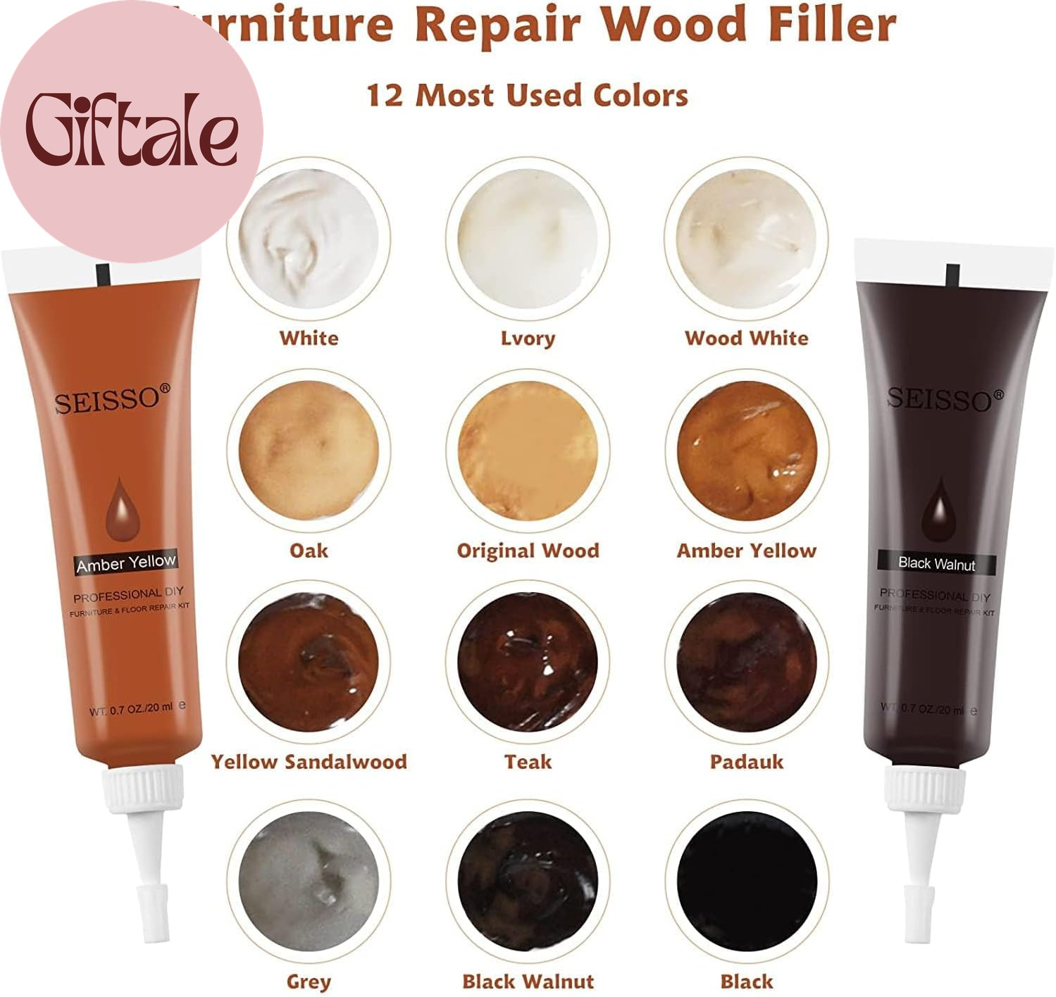 Wood Repair Kit Touch up Paint Restore Any Wooden Furniture Stain, 12 Colors Cov
