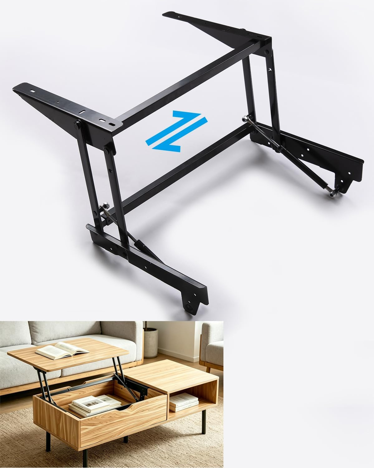 1 Pack Adjustable Lift Top Coffee Table Mechanism, Heavy Duty Gas Spring Lift