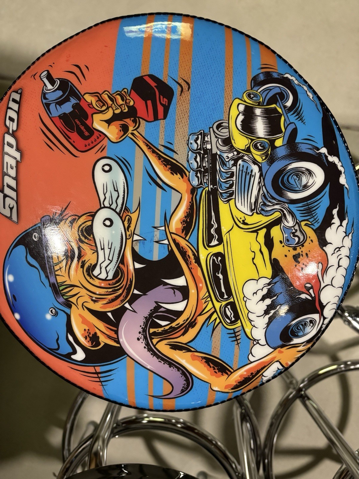 Snap-on dirty Donnie Chrome Garage Barstools Set of 4, Multicolor, 30″