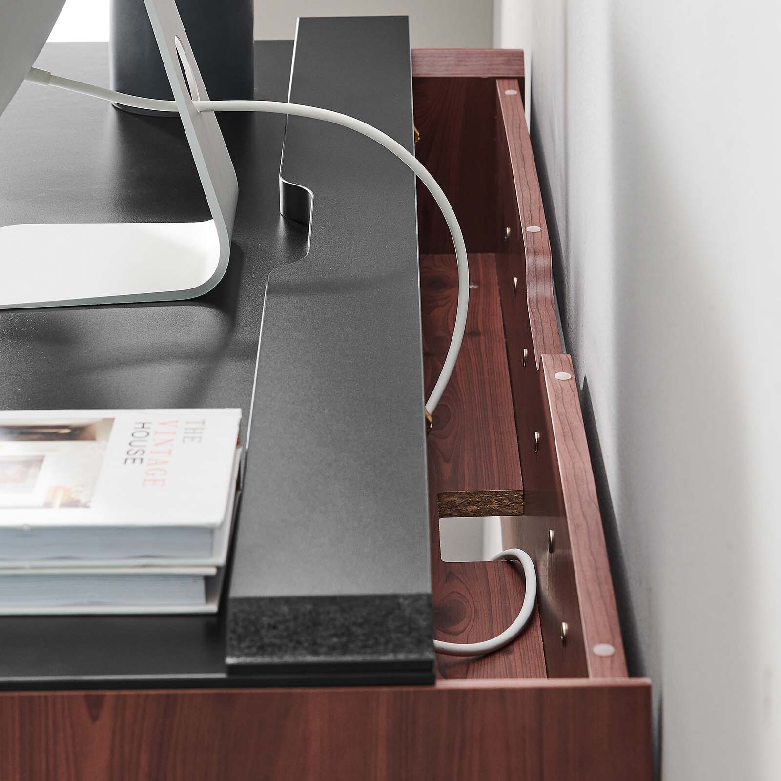 Modway Kinetic 49″ Wall-Mount Home Office Desk in Black Cherry
