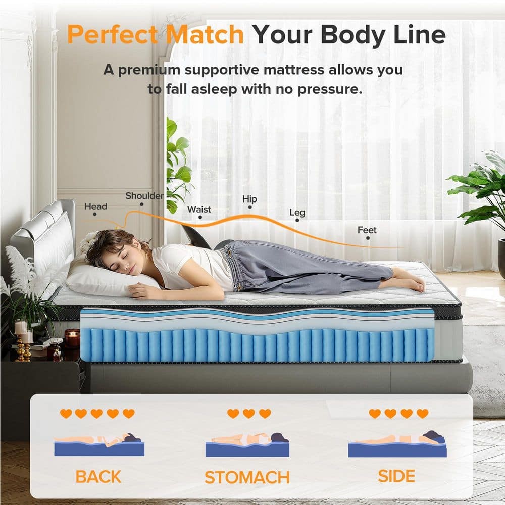 Babo Care Queen Medium Hybrid Memory Foam 14″ Hypoallergenic Breathable Mattress