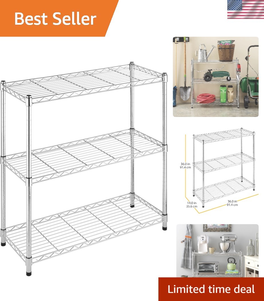 Adjustable Chrome Metal Storage Shelves – 400 lbs Each Tier, Space Saving Design