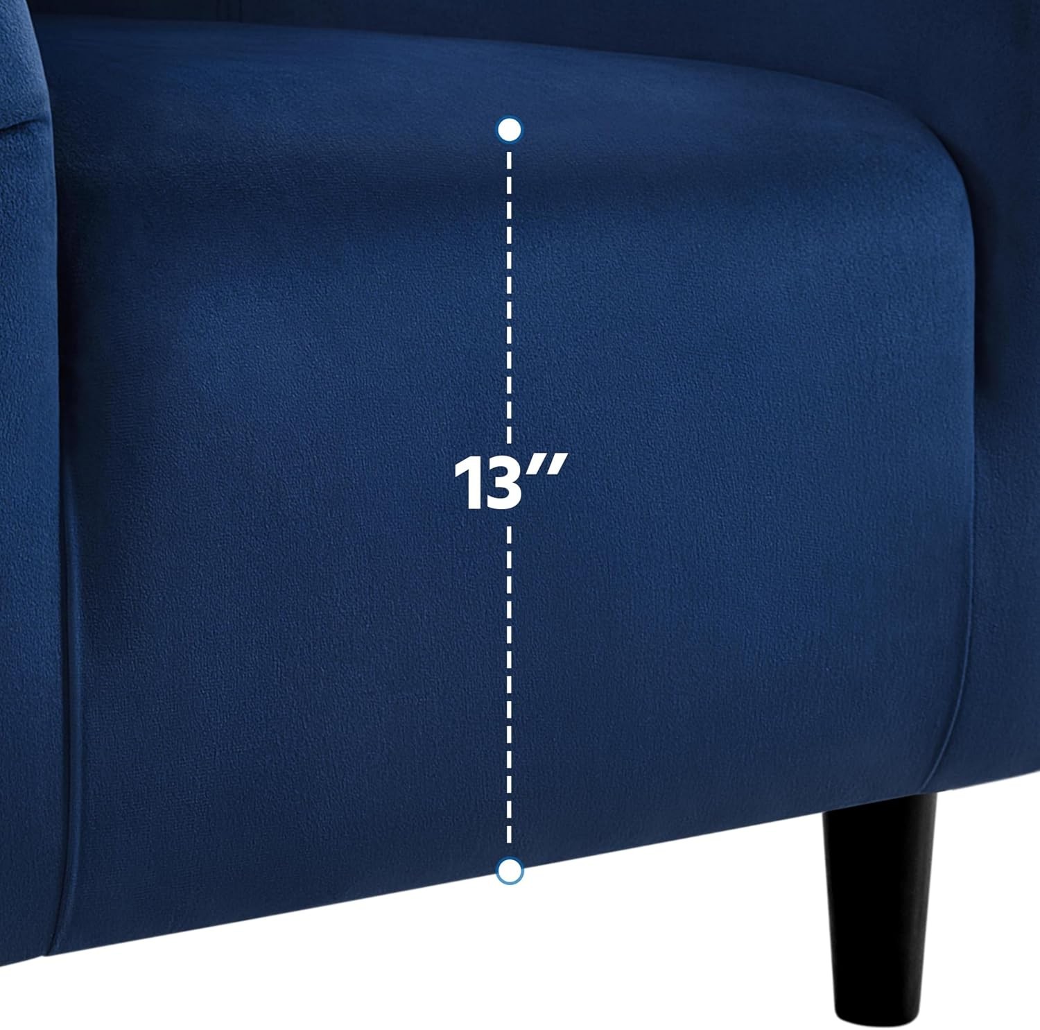 Small 25.5in Wide Velvet Barrel Accent Chair Bedroom Navy Blue | Compact Cozy
