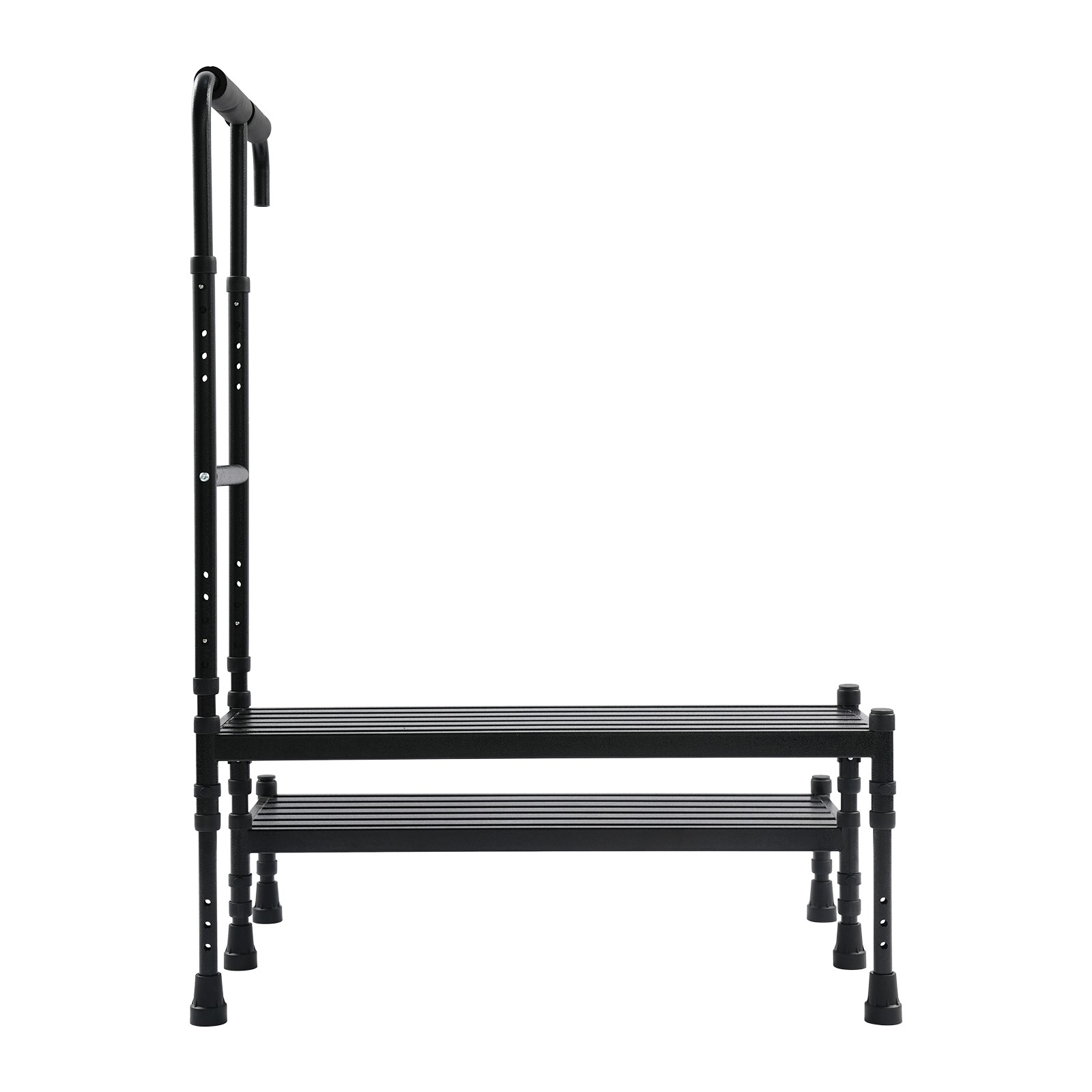 2 Steps Stool with Handle, Adult Ramp with Handrail, Metal Stepping Stool