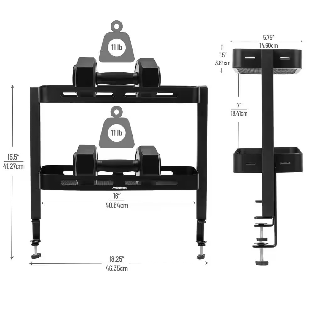 Black 5.75 In. W X 15.5 In. H 2-Tier Desk Organizer with Clamp Accessory Shelf,