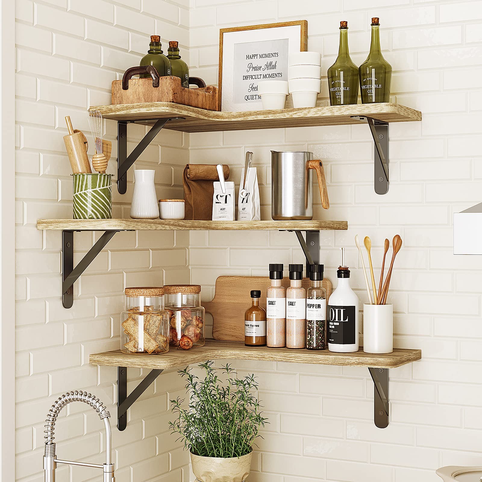 Fixwal Floating Shelves for Wall Set 16.1×11.4×5.5 inches, 1-carbonized Black