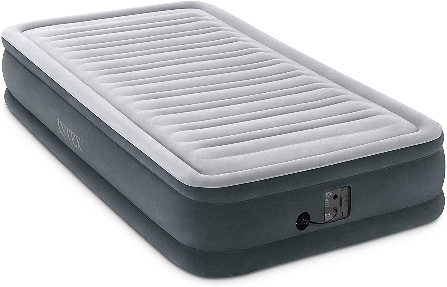 Intex Comfort Dura-Beam Plush Airbed Mattress with Built-In Pump – Twin Size