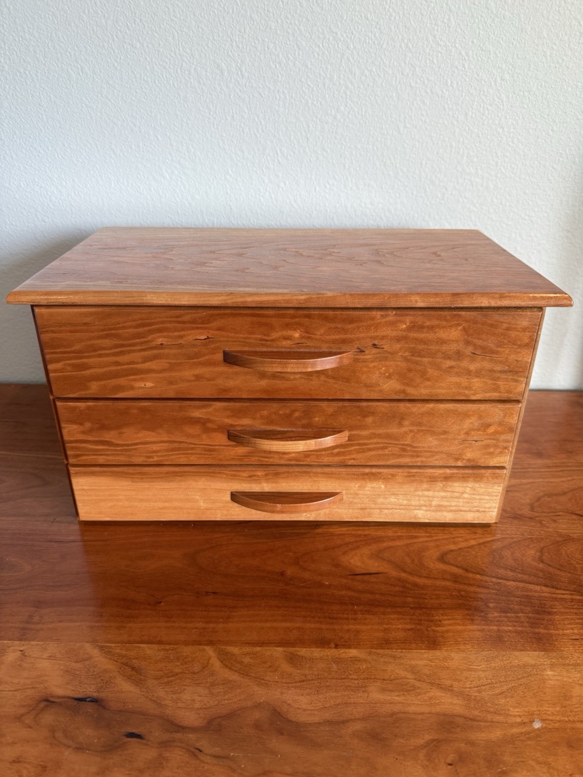 Handcrafted craftsman cherry three drawer cabinet vanity table top exceptional