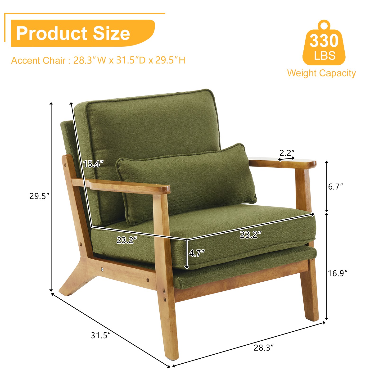 Teddy Fleece Armchair with Lumbar Pillow Comfy Reading Chair for Home Balcony
