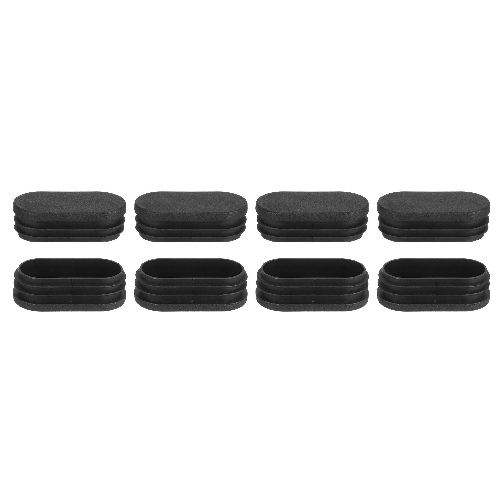8Pcs Plastic Hole Plugs 60x30mm Oval Pipe Tubing End Cap Black