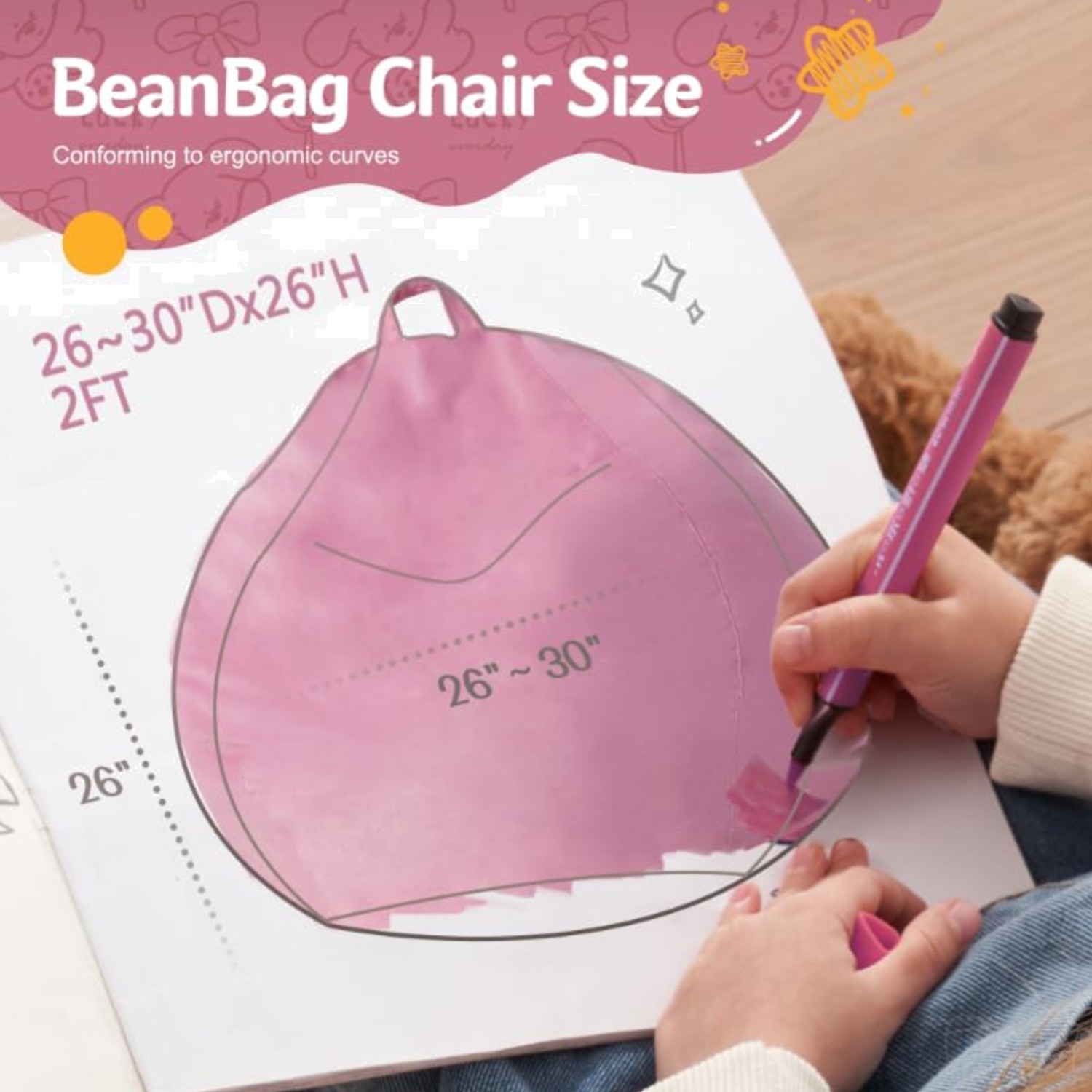 2FT Bean Bag Chair: 2′ Bean Bags with Memory Foam Filled,Comfy Beanbag Chairs…