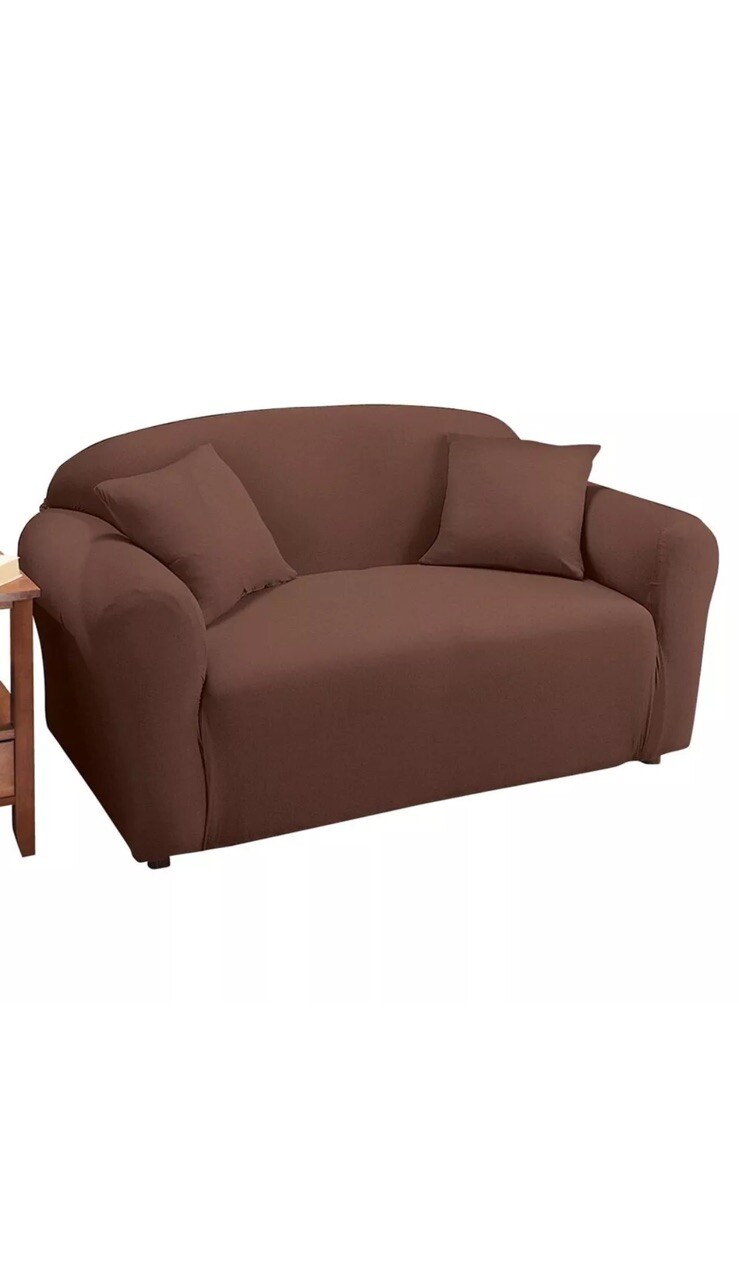 Madison JER-LOVE-FO Stretch Jersey Loveseat Slipcover Brown