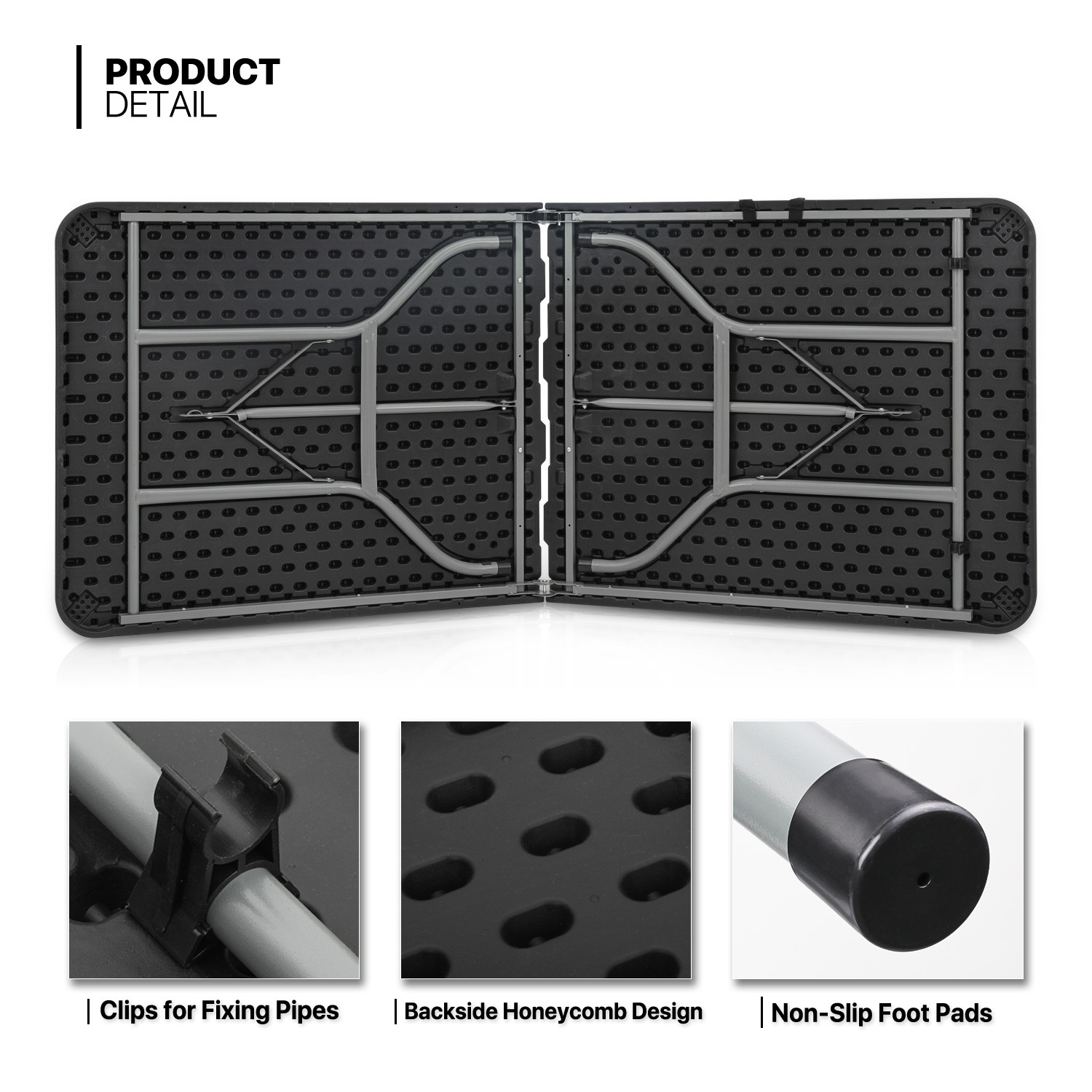 Black [6 FT FOLDABLE DINING TABLE] Portable Outdoor Camping Picnic Desk w/Handle