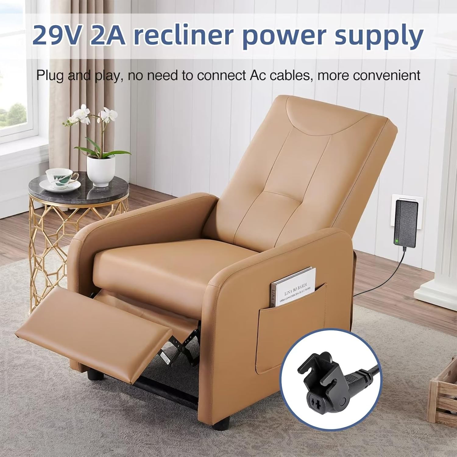 Universal Power Cord for Wall Plug in Recliner Chair 2 Pin Adapter for Lift