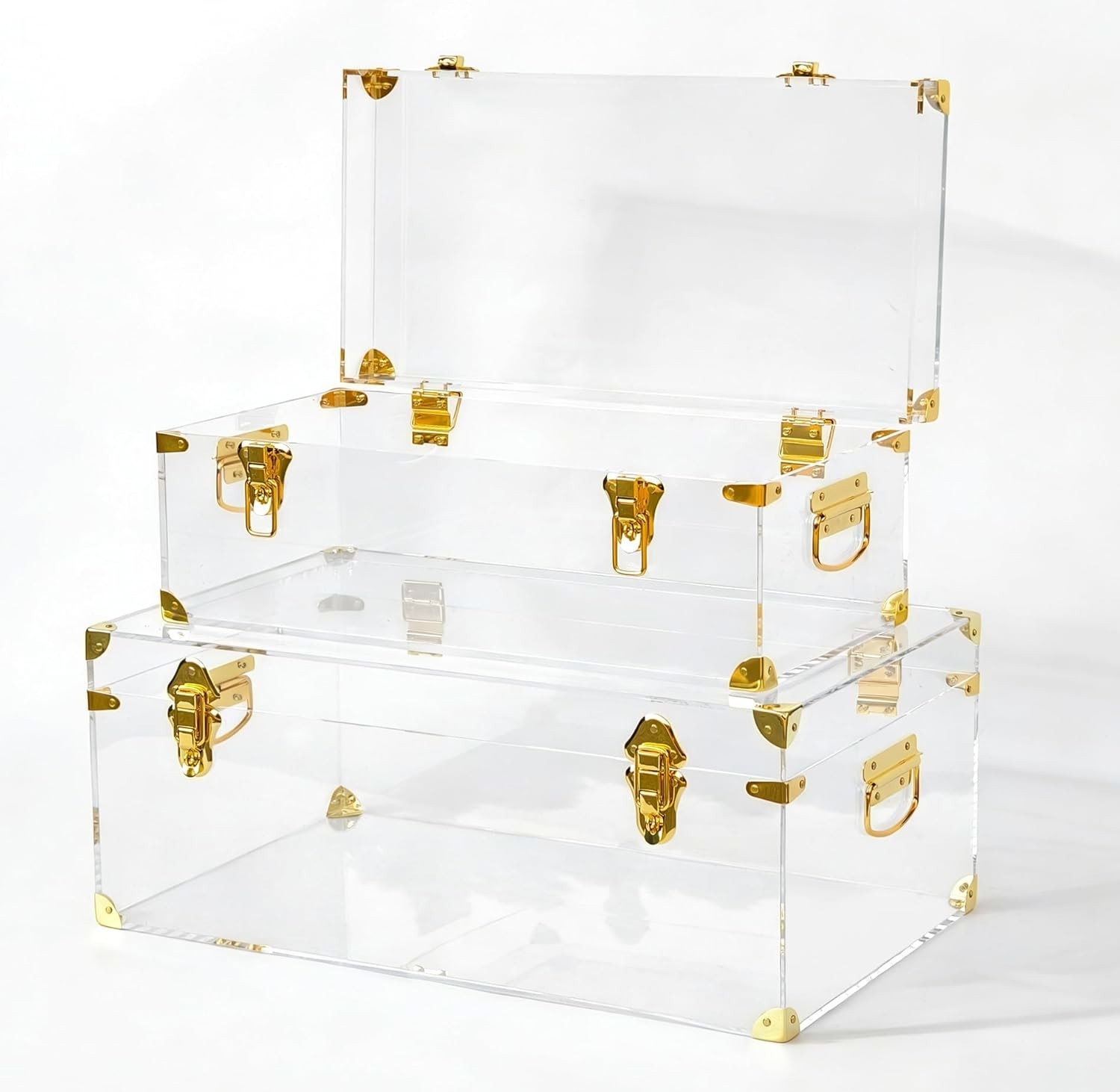 Vixdonos Acrylic Storage Chest Decorative Trunk Set of 2 Keepsake Box College…