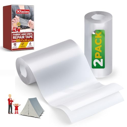Fabric and Vinyl Repair Tape, Clear, 3-Inches by 20-Inches (2-Set),