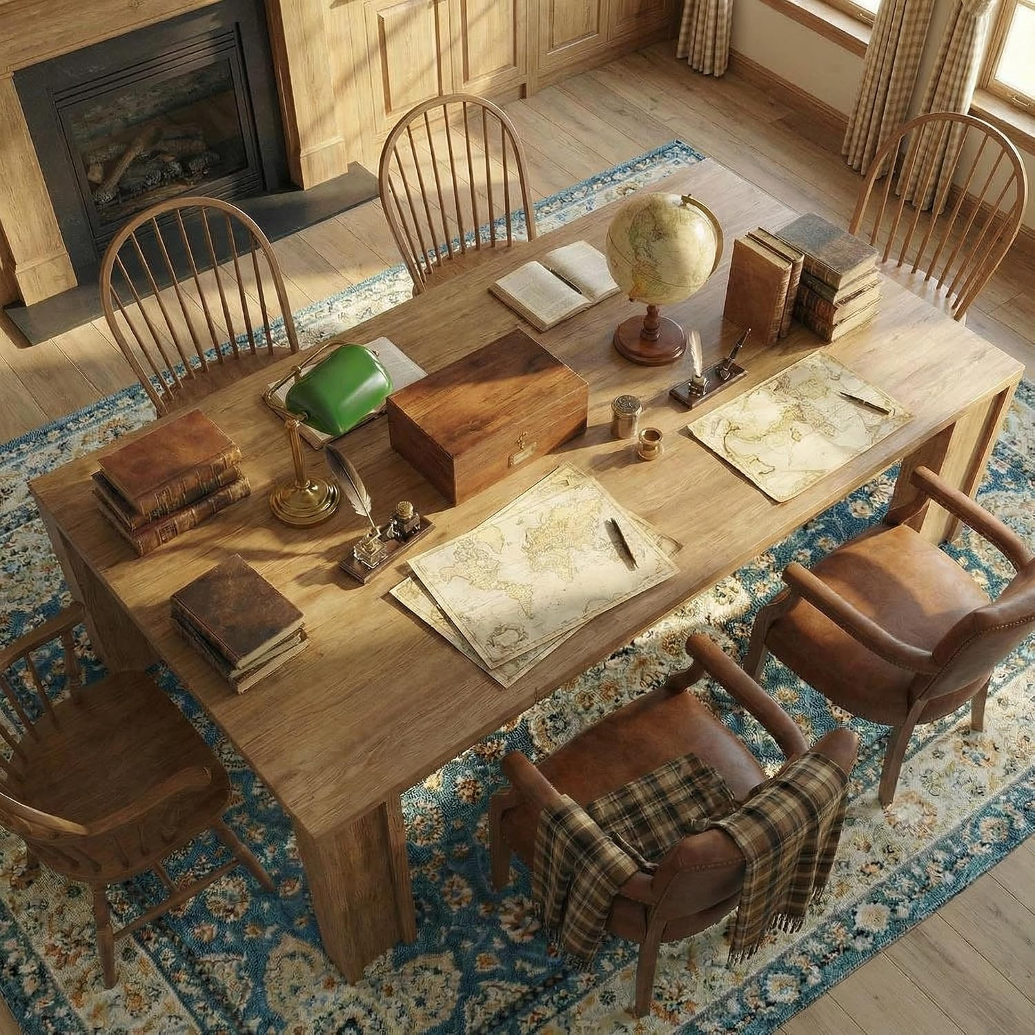 71″ Farmhouse Dining Table for 6-8, Sturdy Wood Kitchen Table, Natural Finish