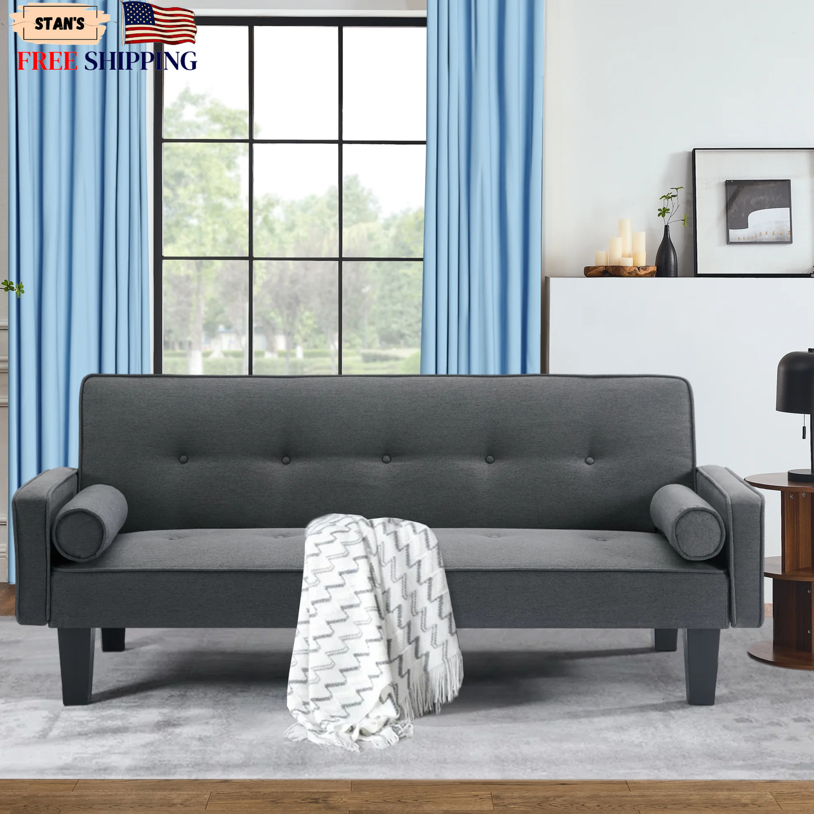 72″ Convertible Loveseat Sofa Bed Sleeper Daybed Modern Upholstered Folding R…