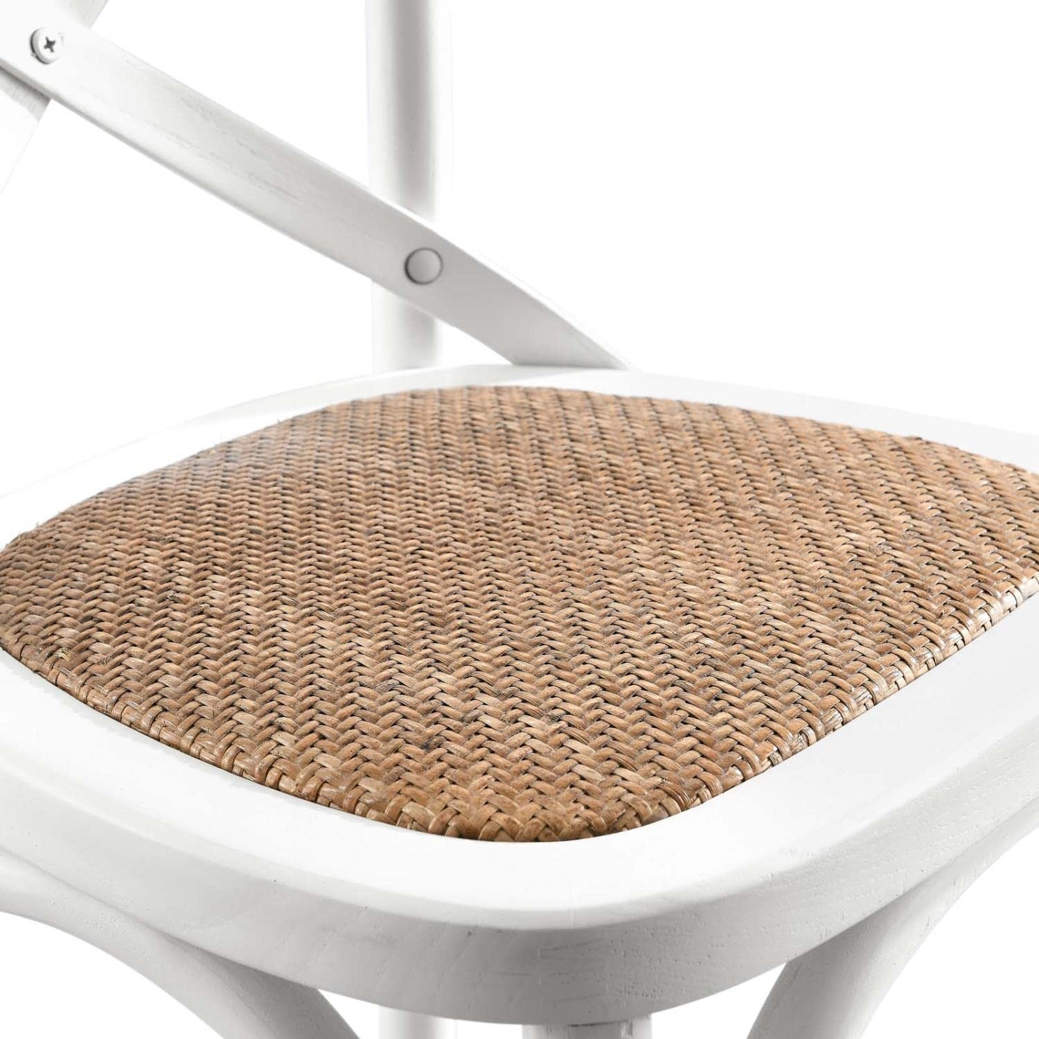 Modway Gear 39.5″ Rattan and Elm Wood Counter Stool in White Finish