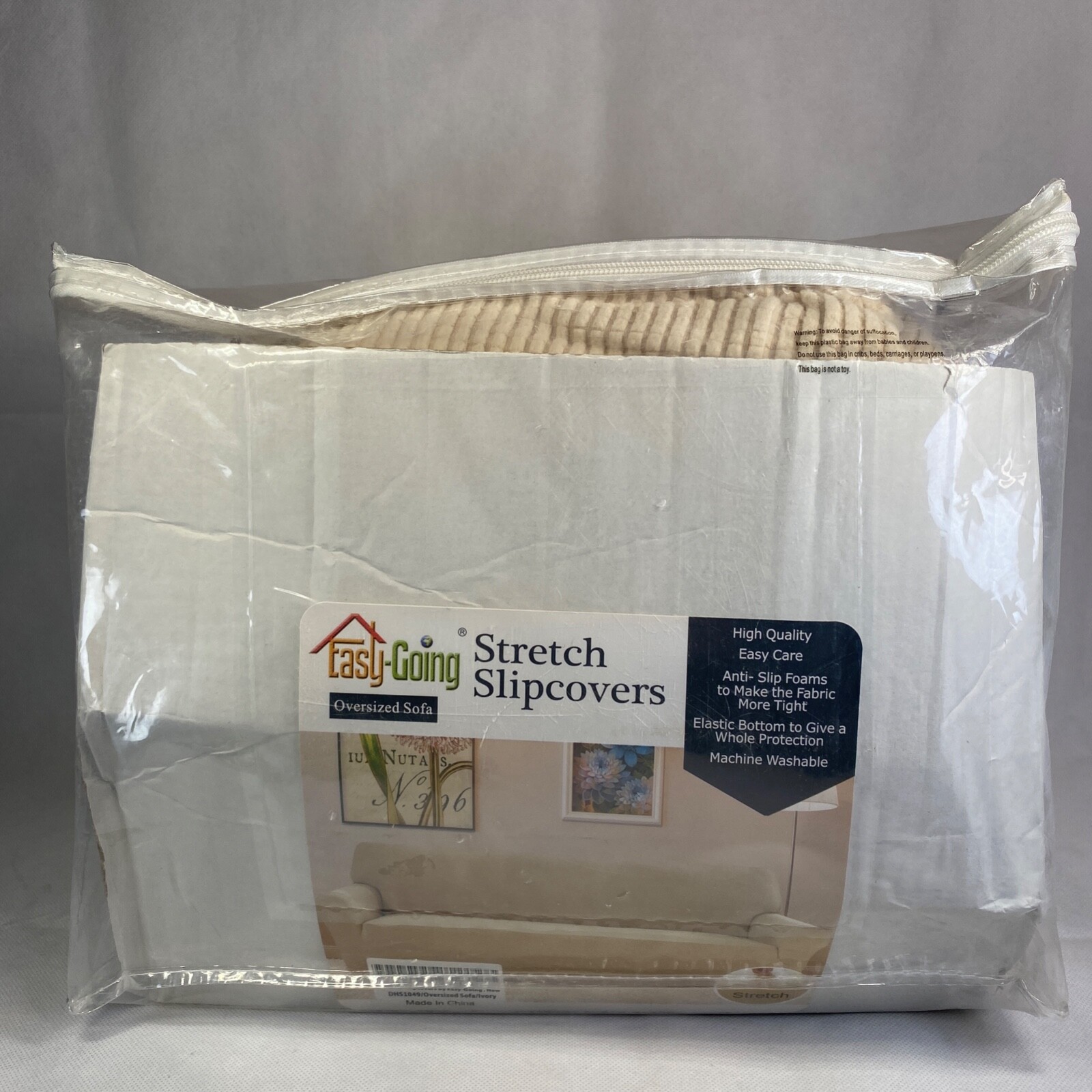 Stretch Oversized Slipcover By Easy-Going, Ivory, Easy Care, Anti-slip, Elastic