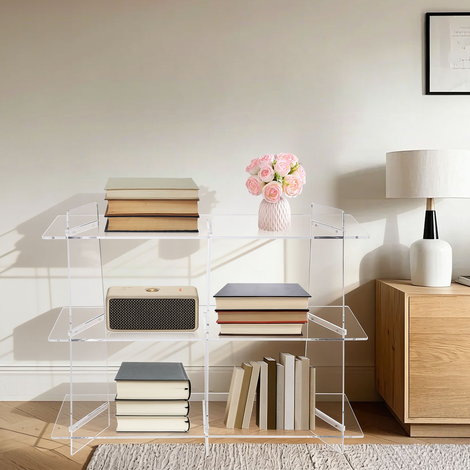 Clear Acrylic Table, Sofa Table Bookshelf, Acrylic Bookshelf