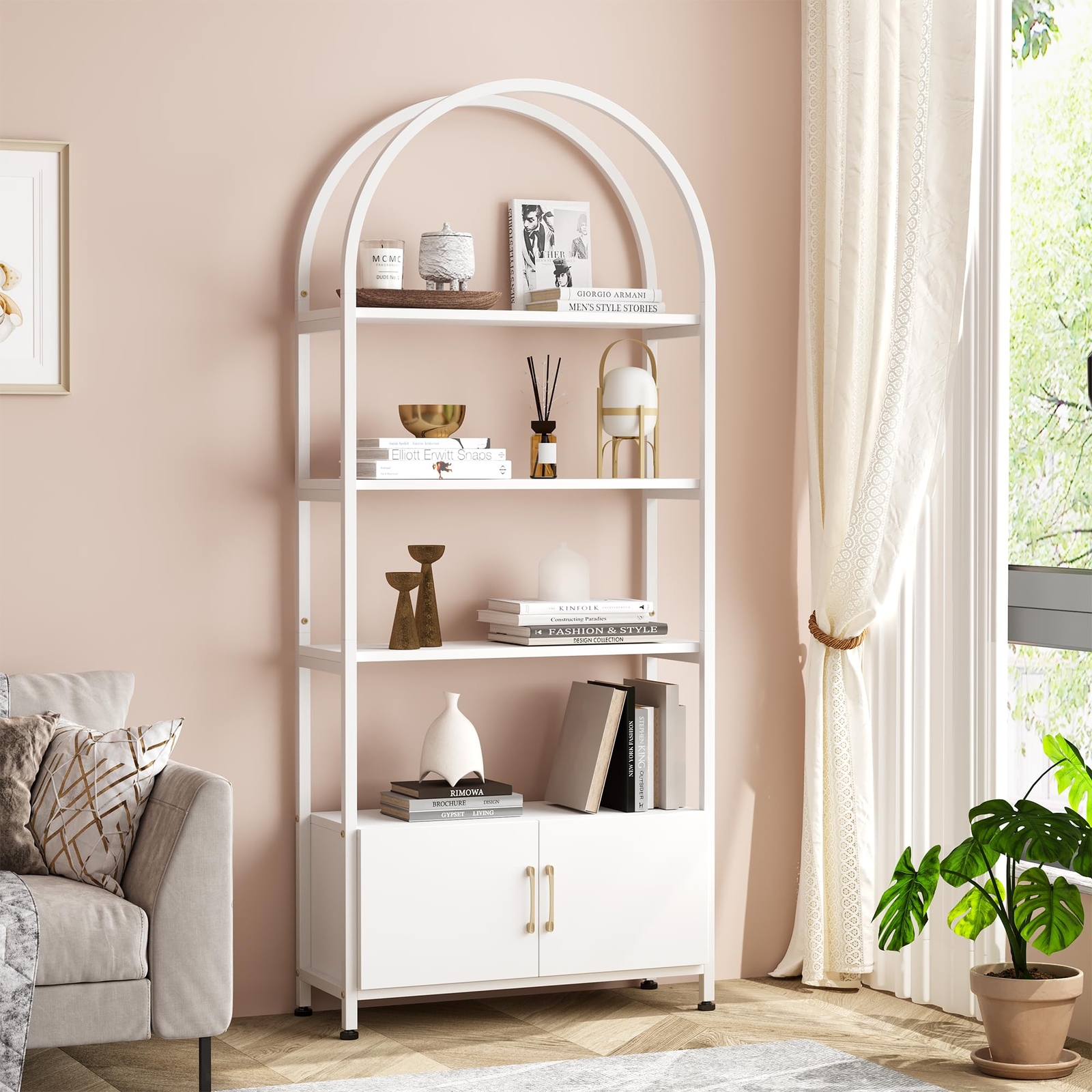 71.5 Inch Tall Bookcase Shelf 4-Tier Open Display Shelf for Bedroom Living Room