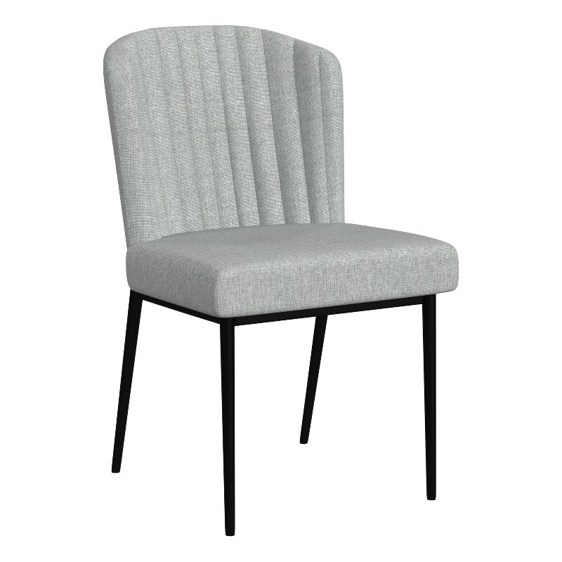 HomePop 19″ Channel Back Fabric Dining Chair with Metal Legs in Gray (Set of 2)