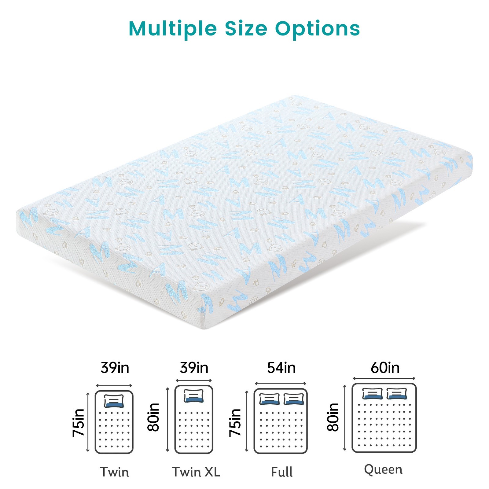 5/6 Inch Twin XL Size Gel Memory Foam Mattress in a Box for Cool Night Sleep