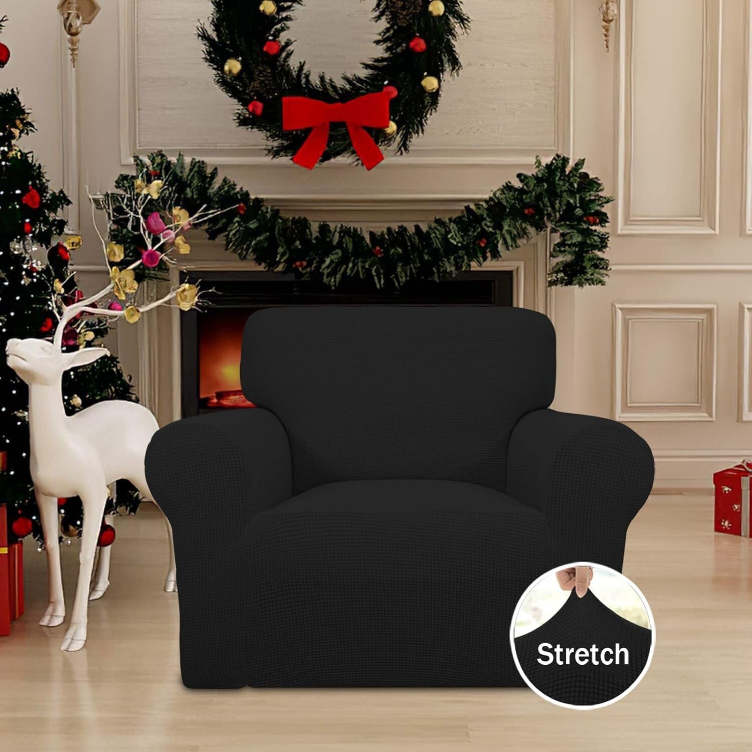 Easy-Going Stretch Chair Slipcover 1-Piece Cover Furniture Protector Black