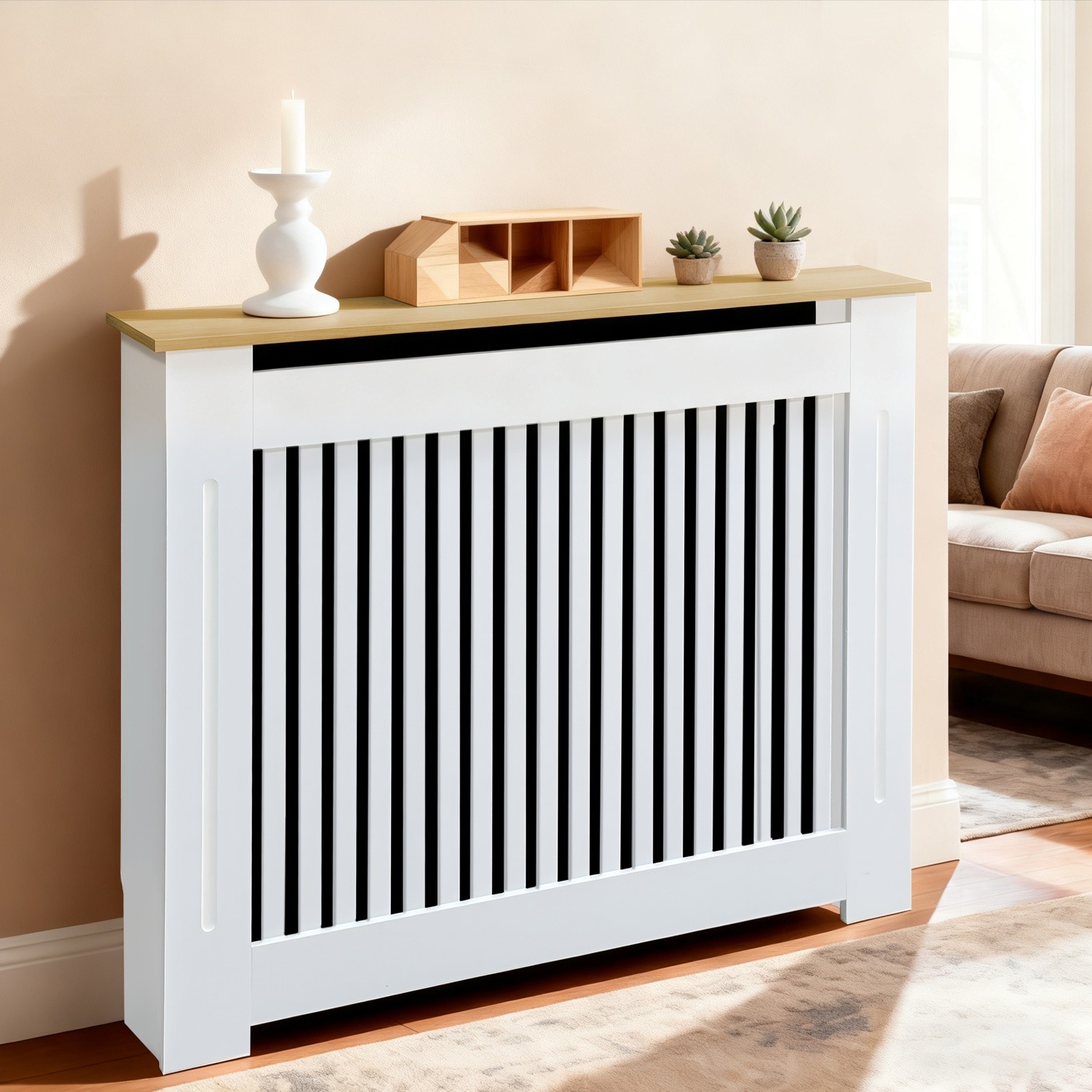 36” Tall Radiator Cover Wood Cabinet Decorative Heater Protector Grill Shelf