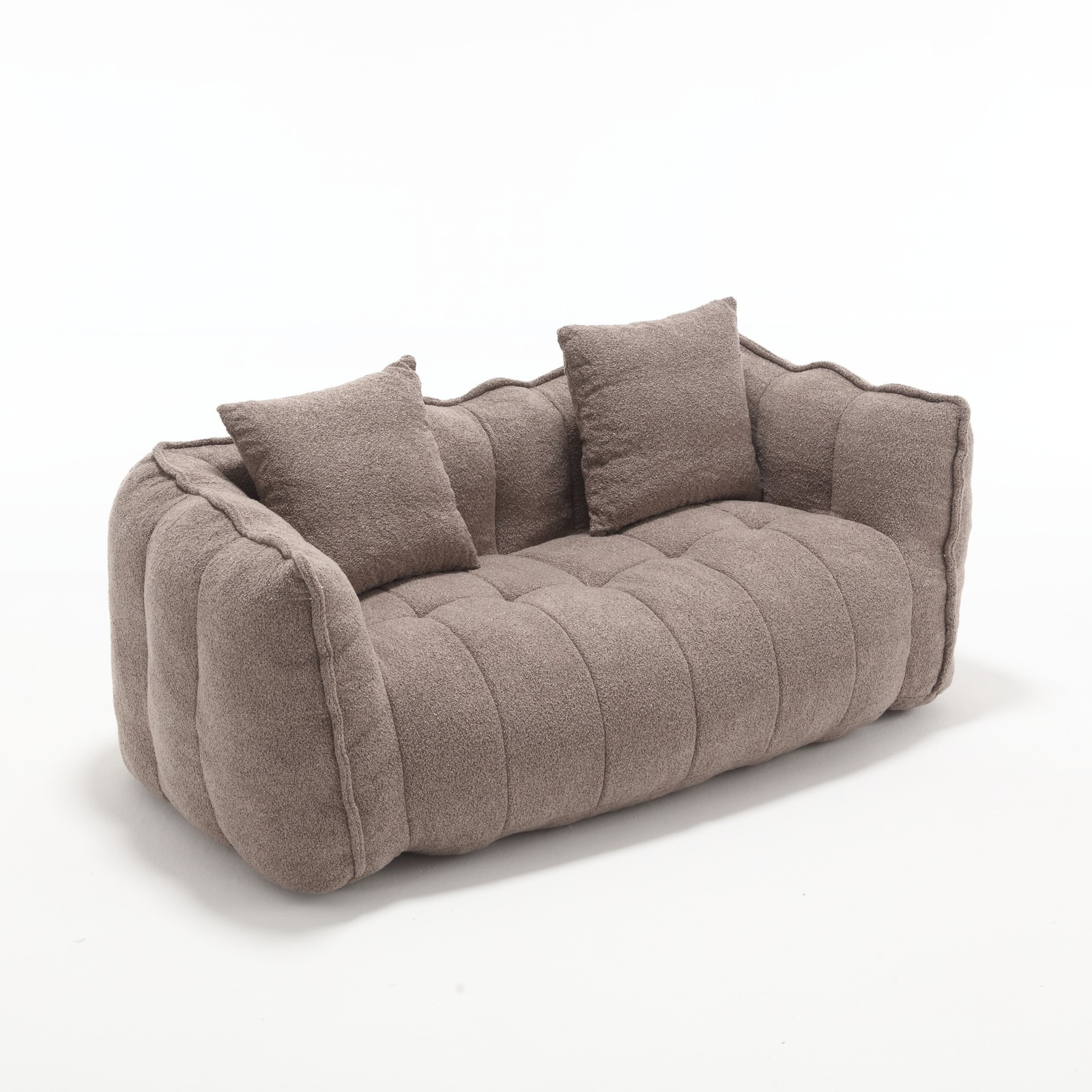 Large Brown Chenille Bean Bag Chair Sofa for Two, 66″L x 35″W