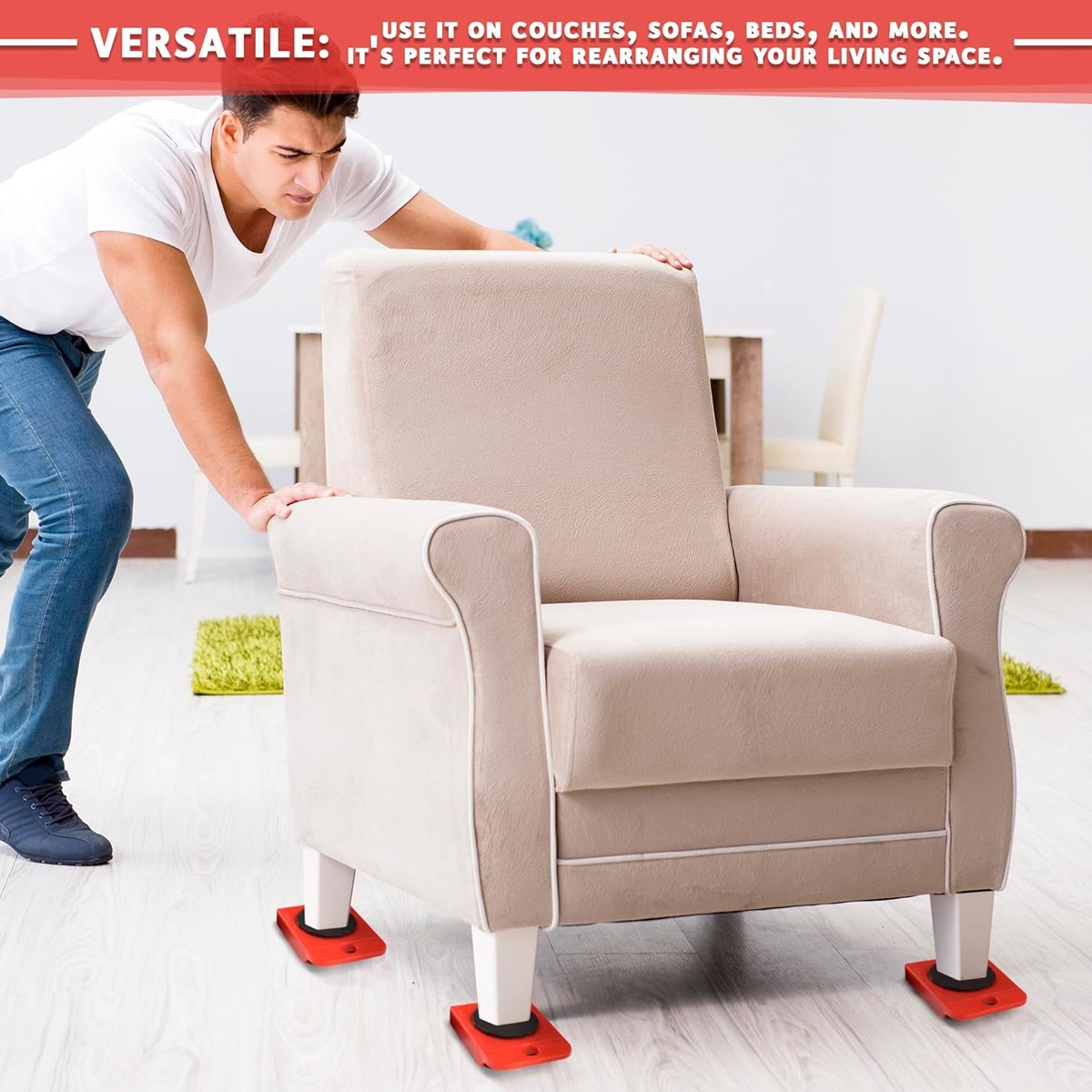 Furniture Lift Mover Tool Set with Wheels Heavy Duty Sliders and Lifter Kit US