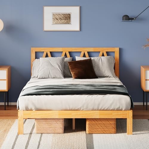 AVENCO SOLID WOOD PLATFORM BED FRAME HEADBOARD QUEEN SIZE – – Scratch & Dent