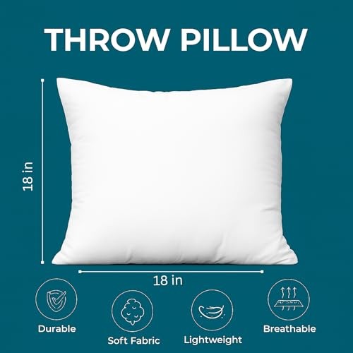 4 Pack 18×18 White Throw Pillow Inserts for Decorative 18″ x 18″ 01: White