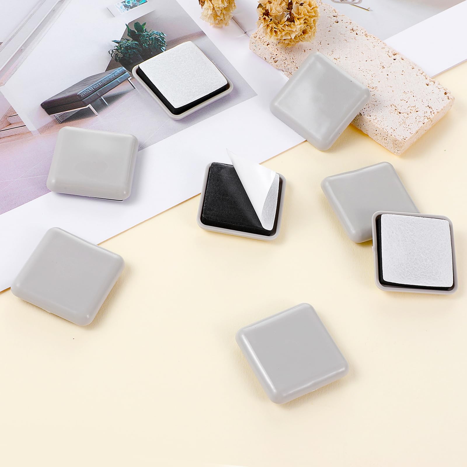 12Pcs Furniture Sliders,1.5 Inches Square Self-Adhesive Furniture Sliders Pads,