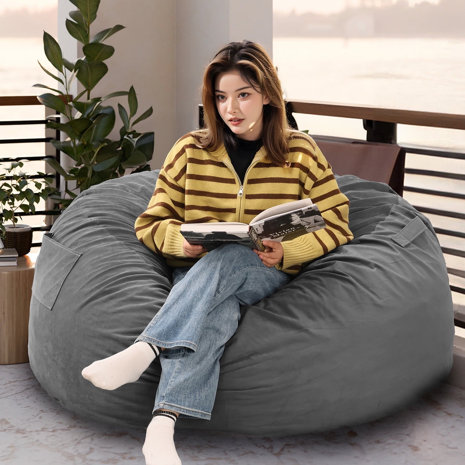 3ft Sofa Bean Bag Chair ,Oversized Beanbag for Adults with Soft Removable Cover