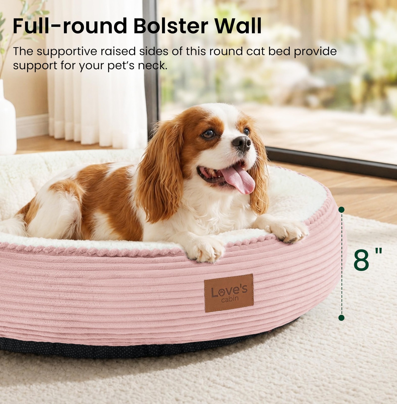 Love’s Cabin Round Donut Cat And Dog Cushion Bed, 30in Pet Bed Medium Or Large