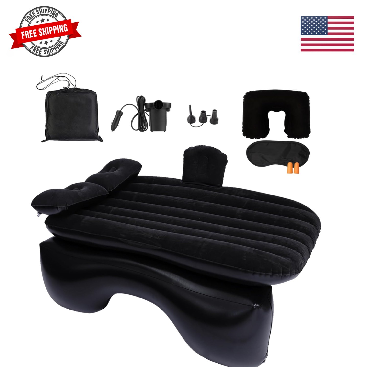 Inflatable Car Air Mattress Back Seat Bed with Air Pump,55″ L x 35″ W Portabl…