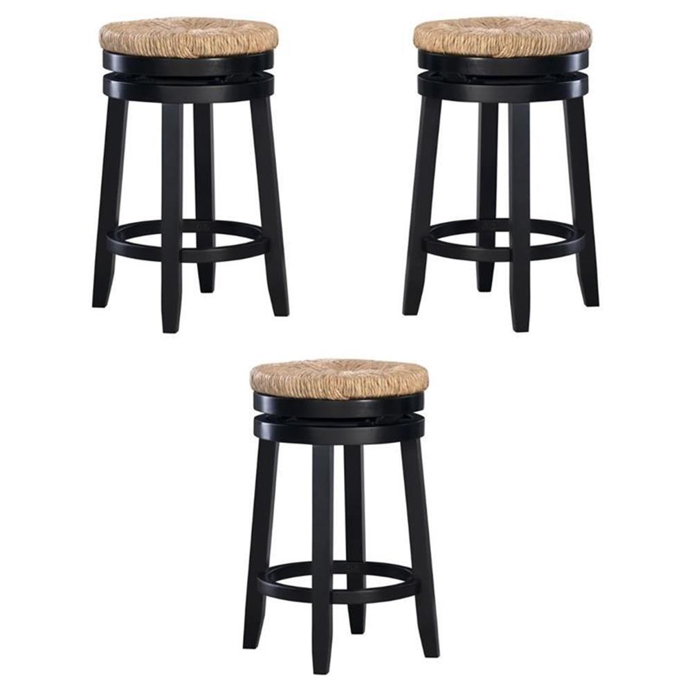 Pemberly Row 25.5″ Wood Swivel Counter Stool in Black – Set of 3