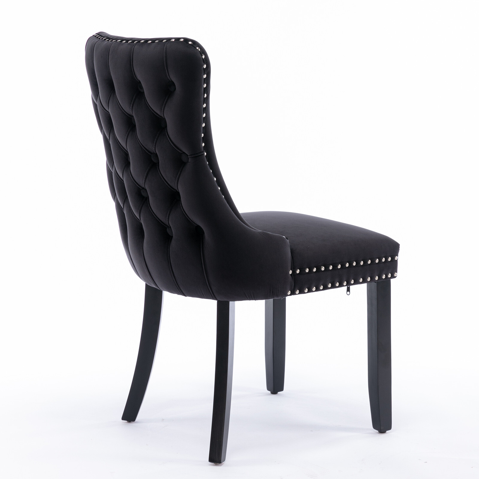 2X Velvet Upholstered Accent Dining Chair Wingback Chairs W/ Nailhead Trim Black
