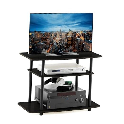 Turn-N-Tube No Tools 3-Tier Entertainment 32-Inch Plastic Poles Espresso/Black