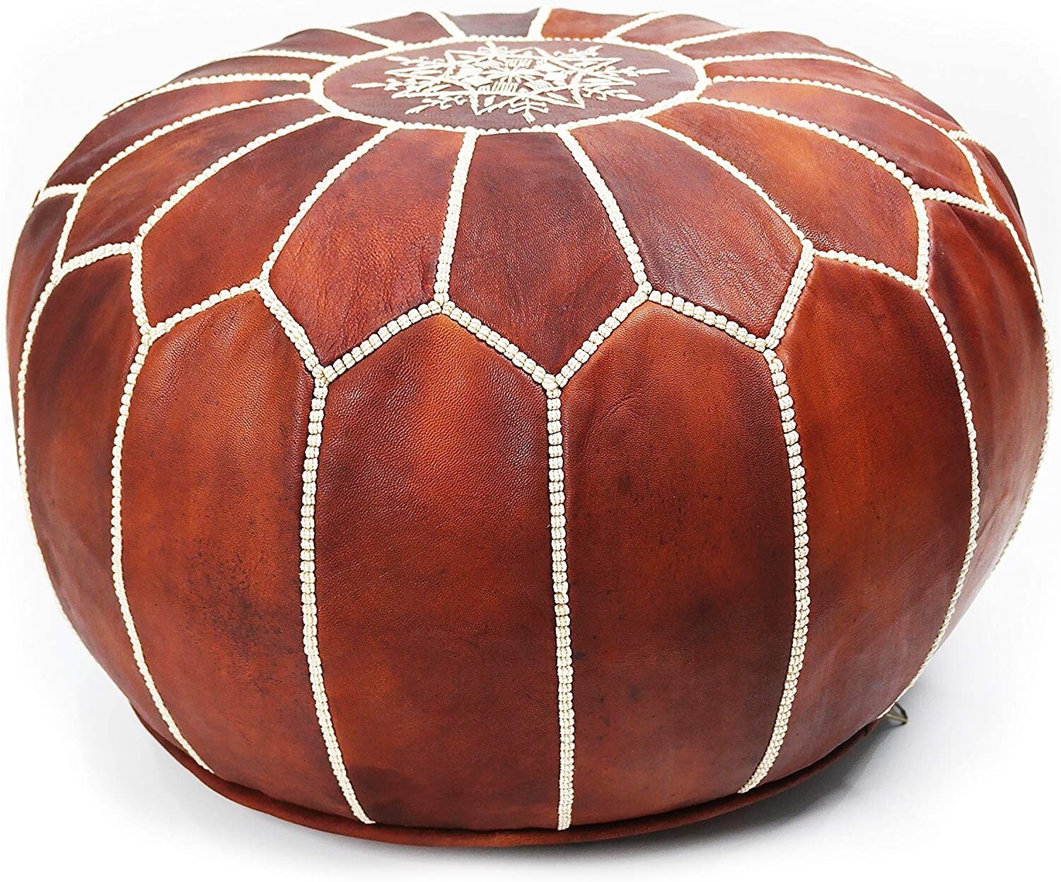 STUFFED Moroccan Handmade Genuine Leather Boho Pouf Ottoman Footstool Pouf